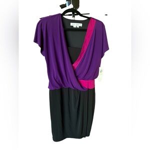 Maggy London Purple and Pink Wrap Dress